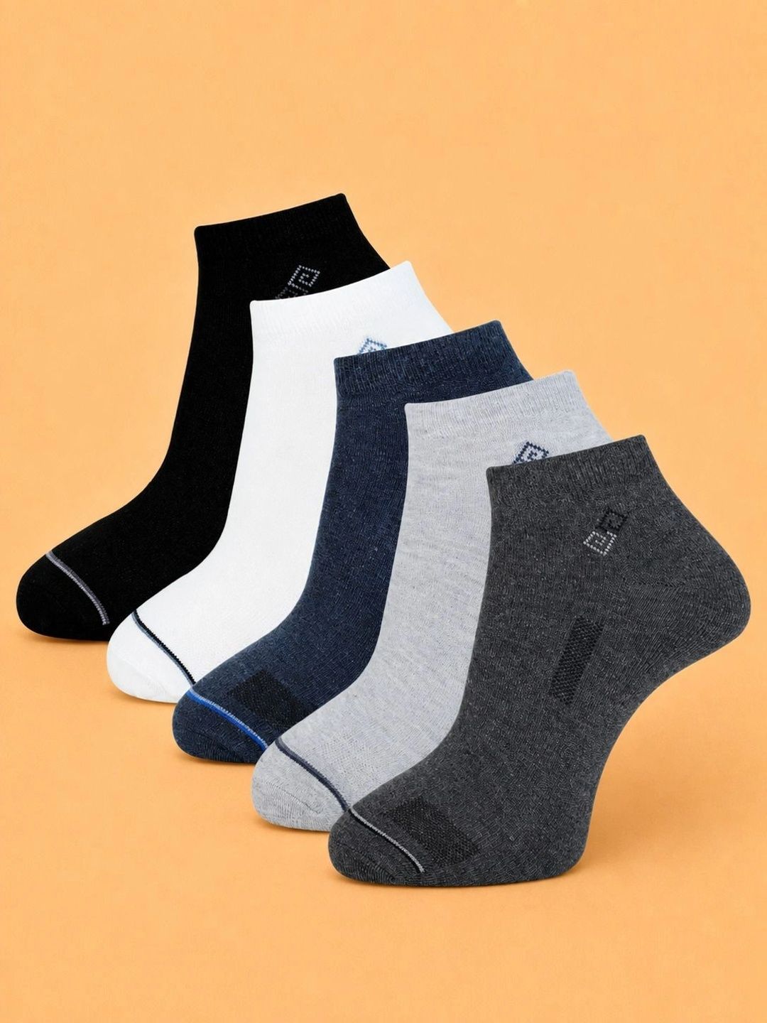ADDOSSO Men Pack of 5 Cotton Assorted Ankle Length Socks