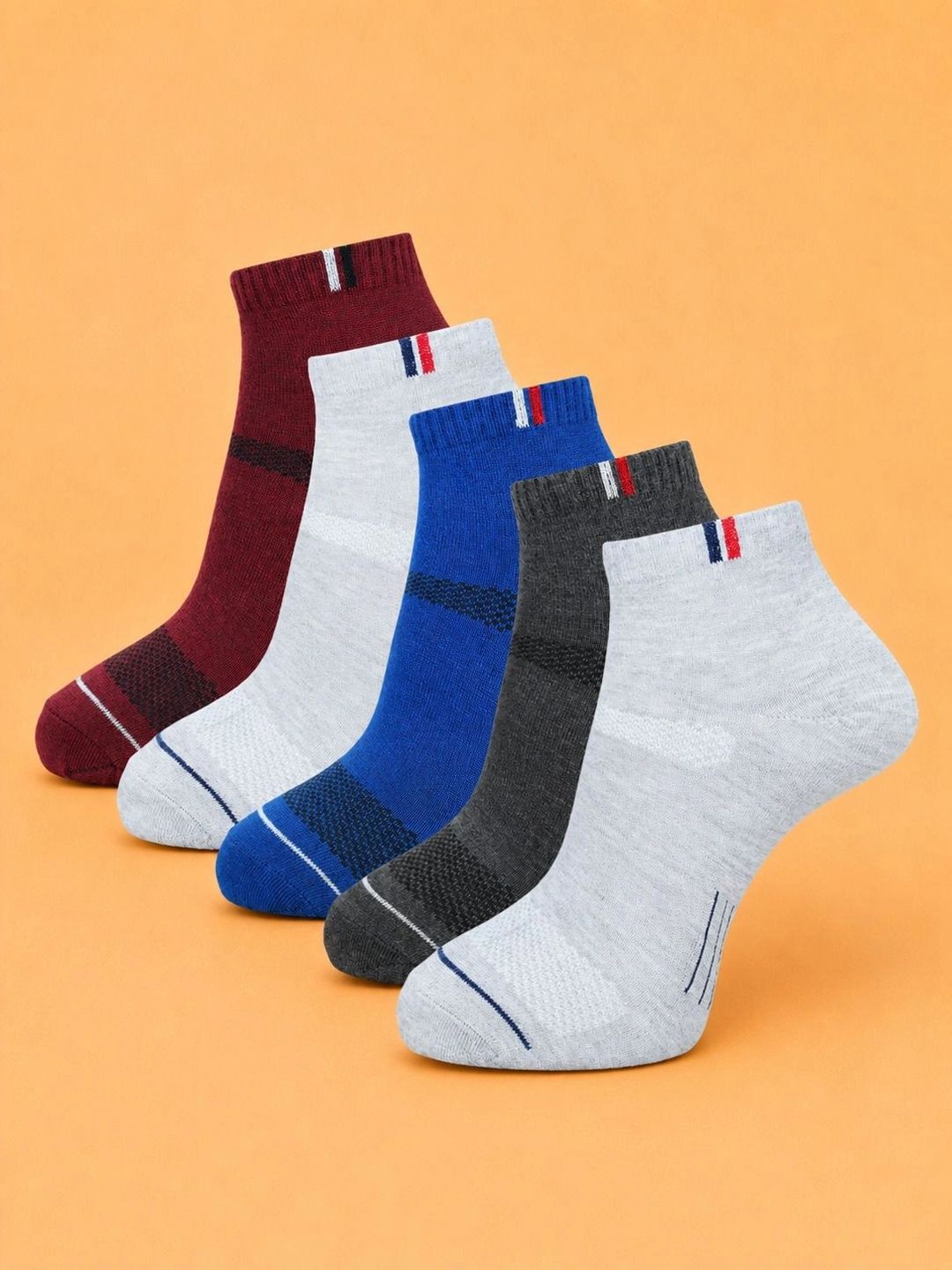 ADDOSSO Men Pack of 5 Cotton Assorted Patterned Ankle Length Socks