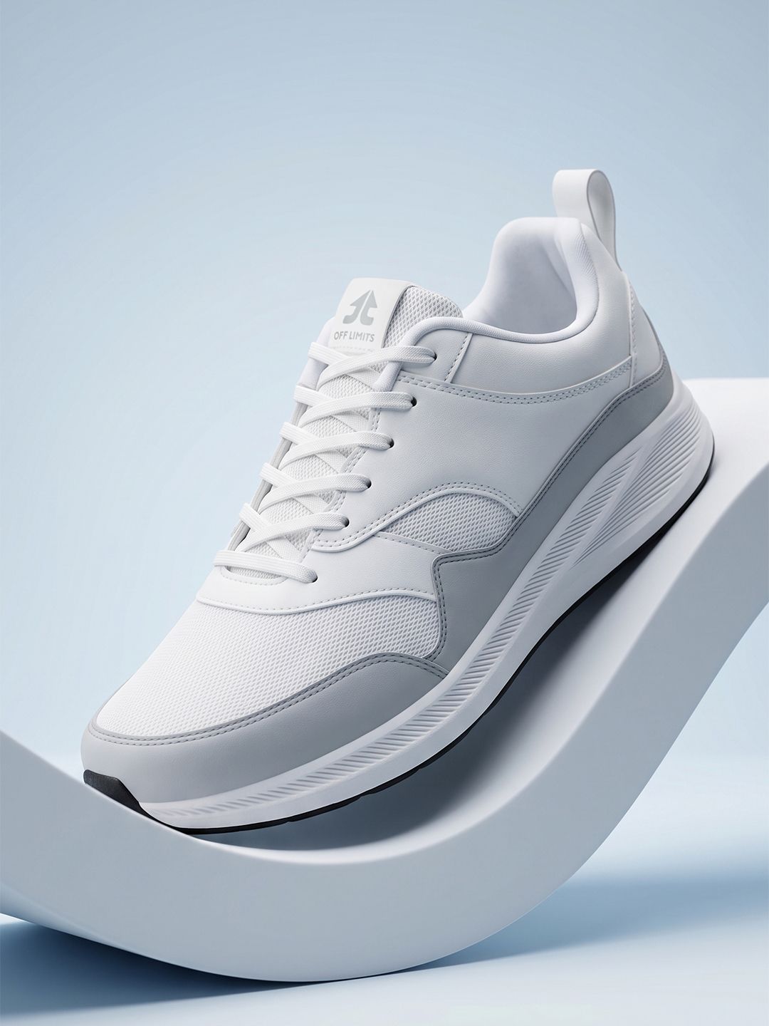 OFF LIMITS Men White Mesh Non-Marking Running Sports Shoes