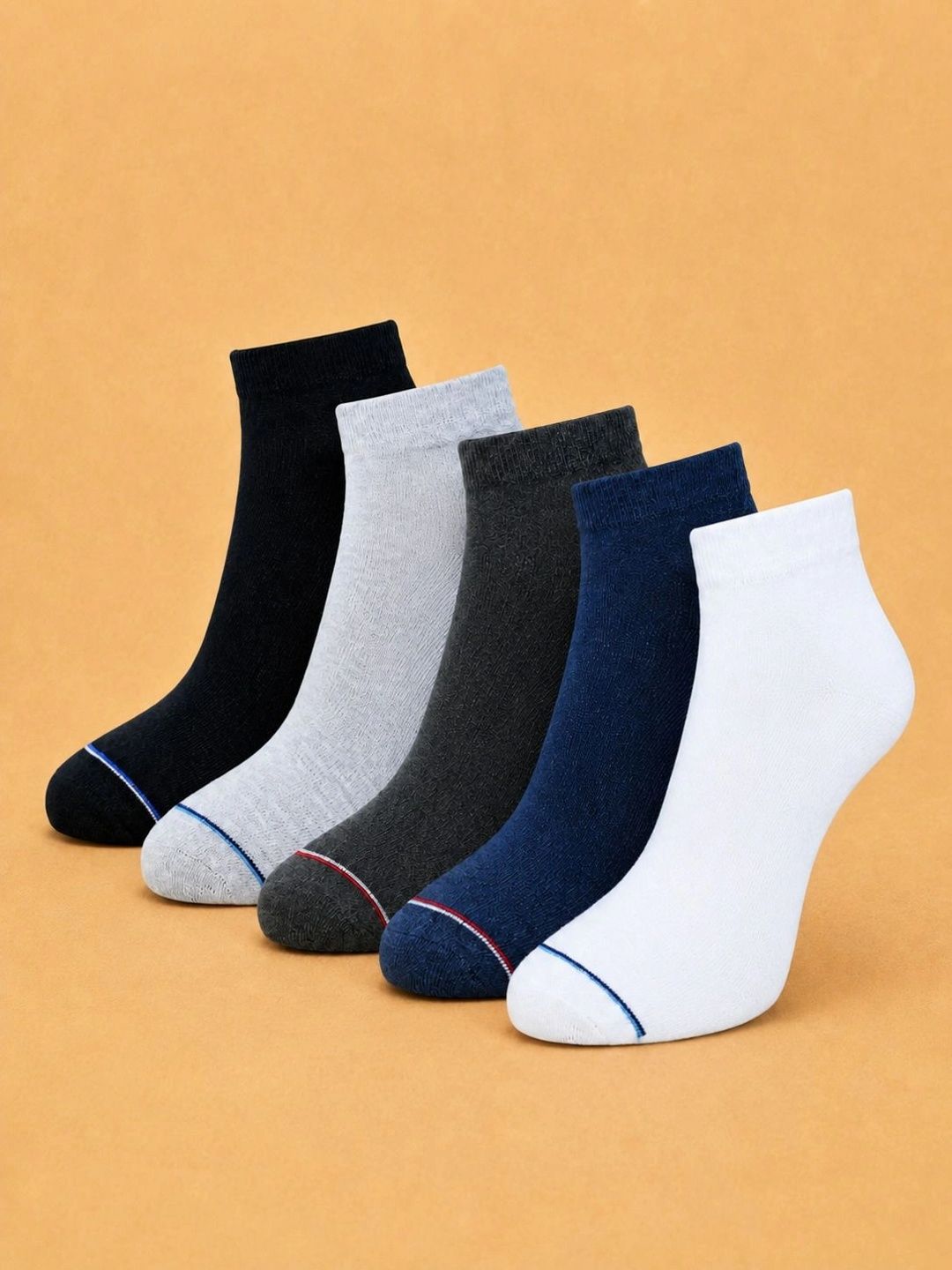 ADDOSSO Men Pack of 5 Cotton Assorted Ankle Length Socks