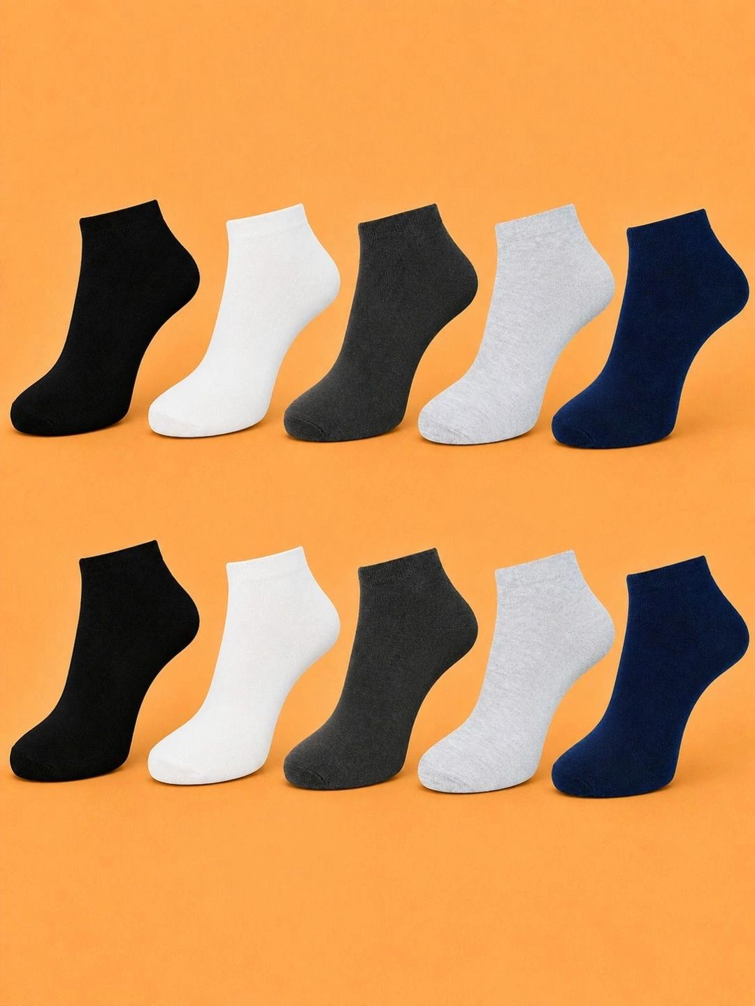 ADDOSSO Men Pack of 10 Cotton Assorted Ankle Length Socks