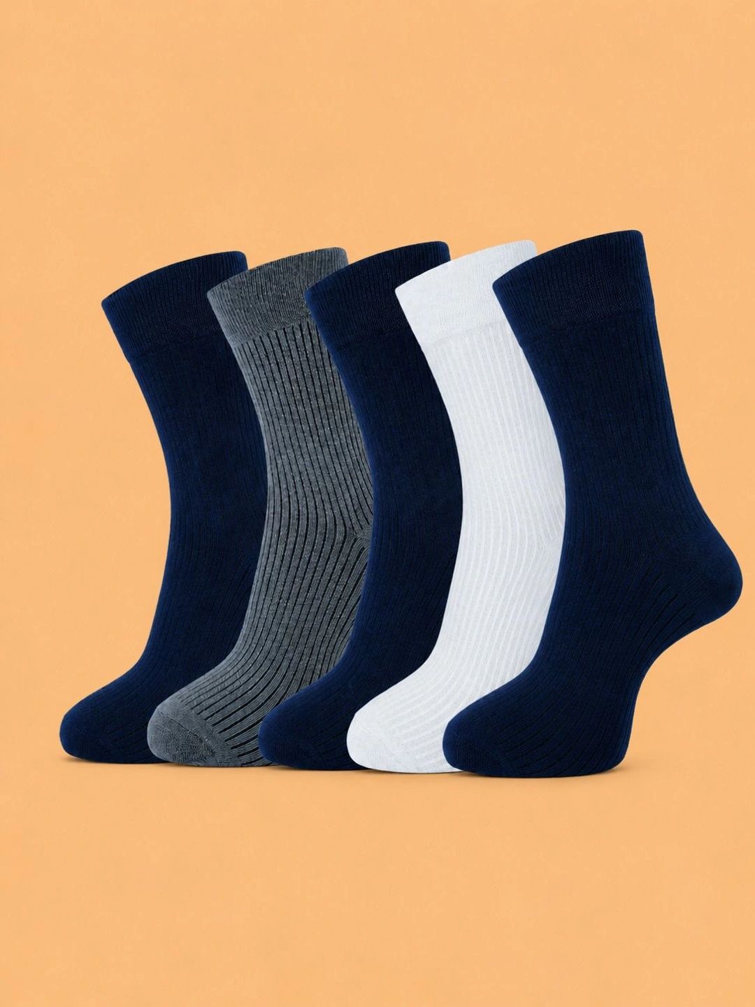 ADDOSSO Men Pack of 5 Cotton Assorted Calf Length Socks