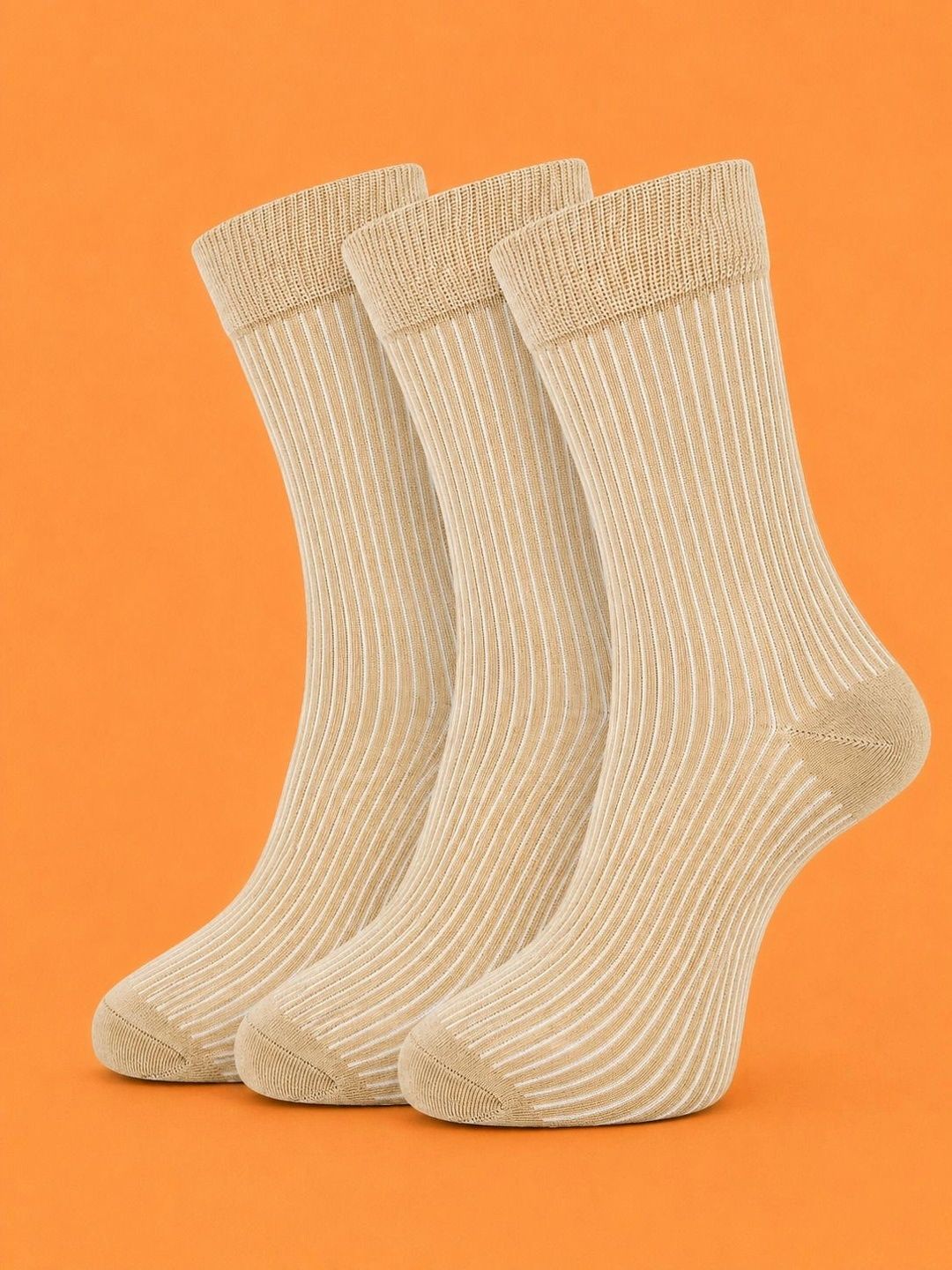 ADDOSSO Men Pack of 3 Cotton Assorted Striped Calf Length Socks