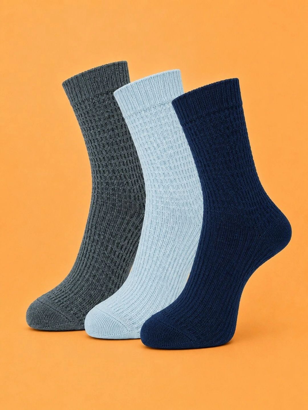 ADDOSSO Men Pack of 3 Cotton Assorted Calf Length Socks