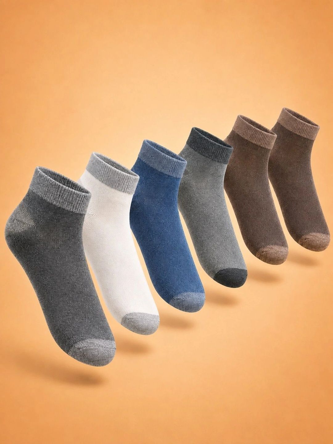 ADDOSSO Men Pack of 6 Cotton Assorted Ankle Length Socks