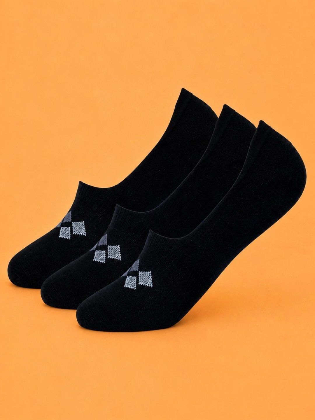 ADDOSSO Men Pack of 3 Cotton Assorted Patterned Shoe Liners Socks