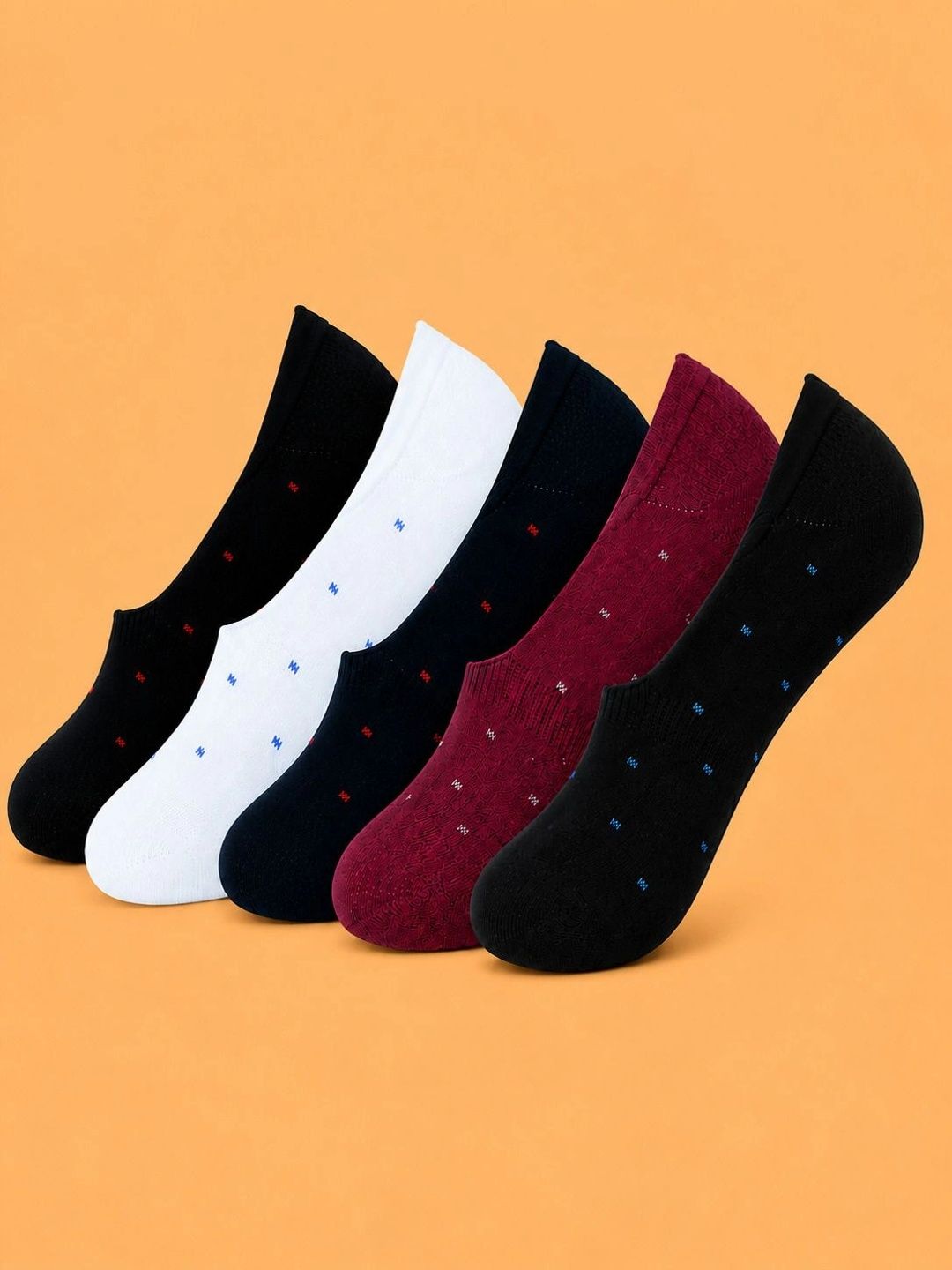 ADDOSSO Men Pack of 5 Cotton Assorted Shoe Liners Socks