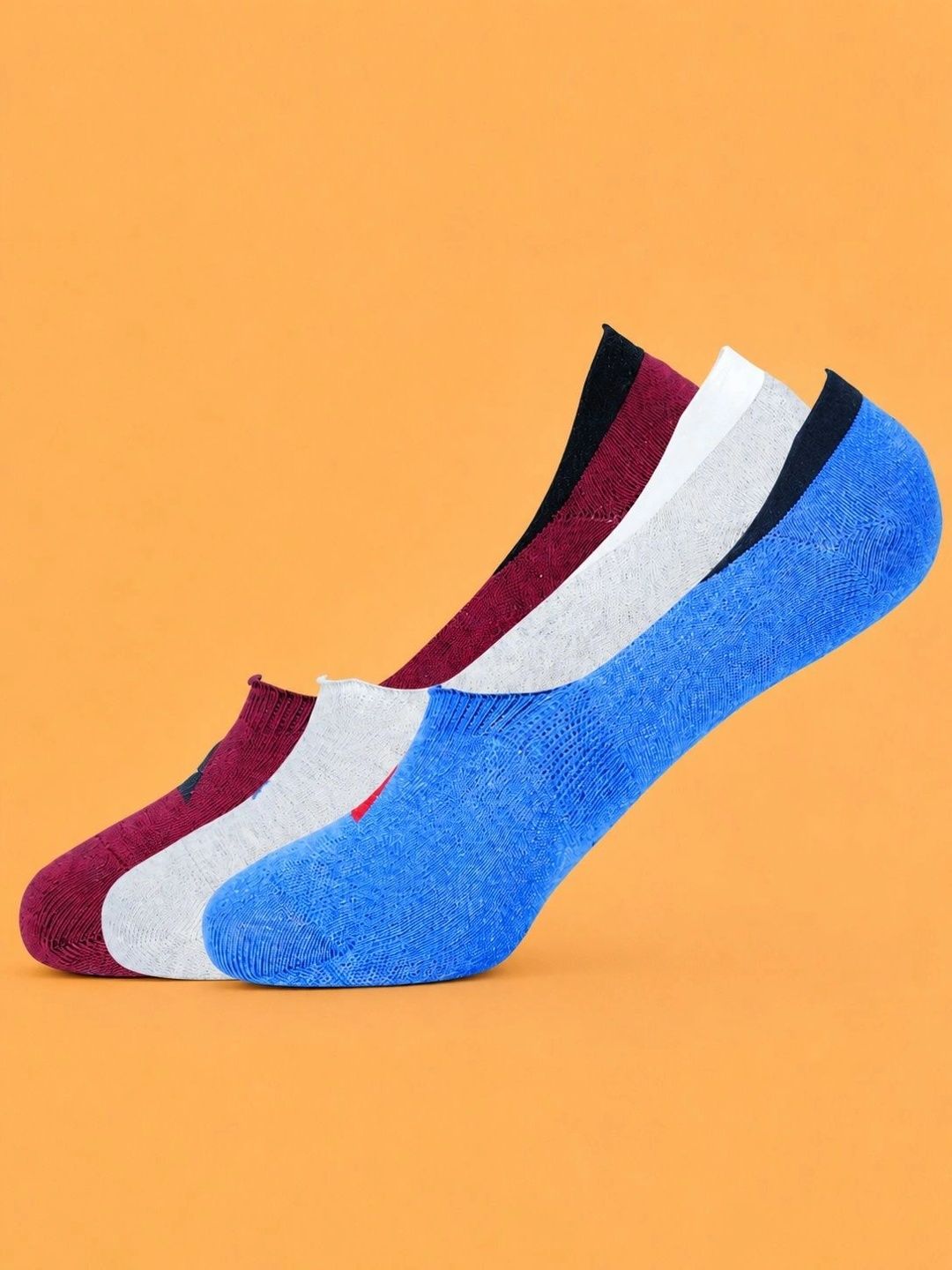 ADDOSSO Men Pack of 3 Cotton Assorted Patterned Shoe Liners Socks