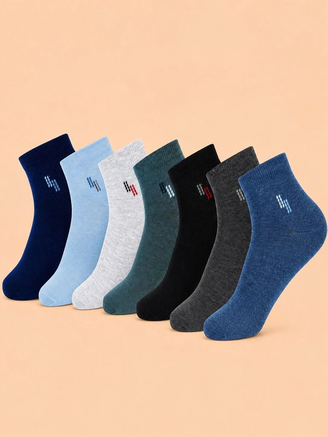 ADDOSSO Men Pack of 7 Cotton Assorted Patterned Ankle Length Socks