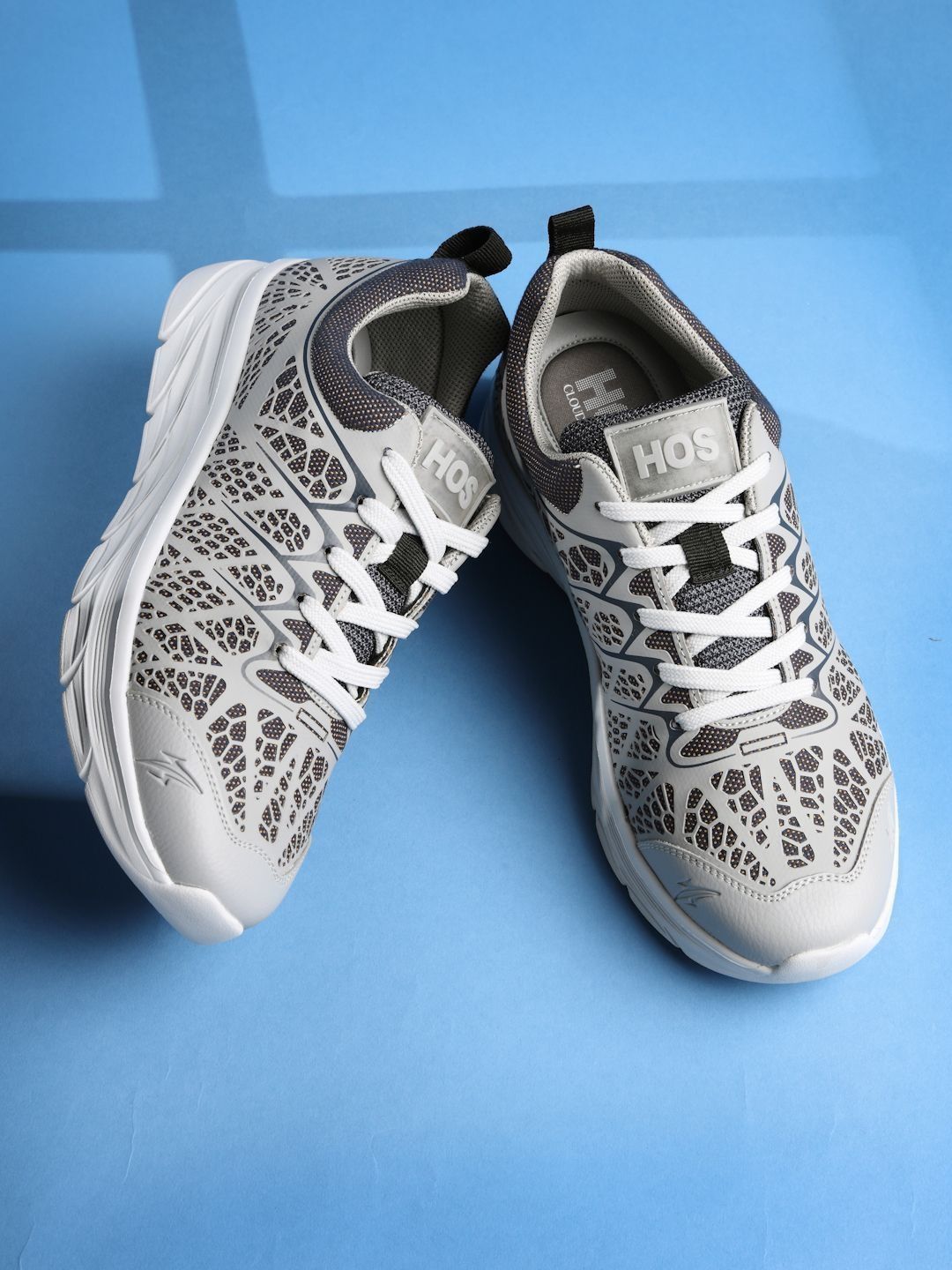 HOS Men FLORIO Textured PU Coated Leather Sneakers Lace-Up Casual Daily Wear Shoes