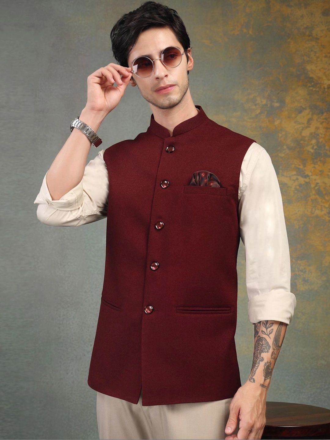 Badoliya & Sons Pure Wool Woven Nehru Jackets