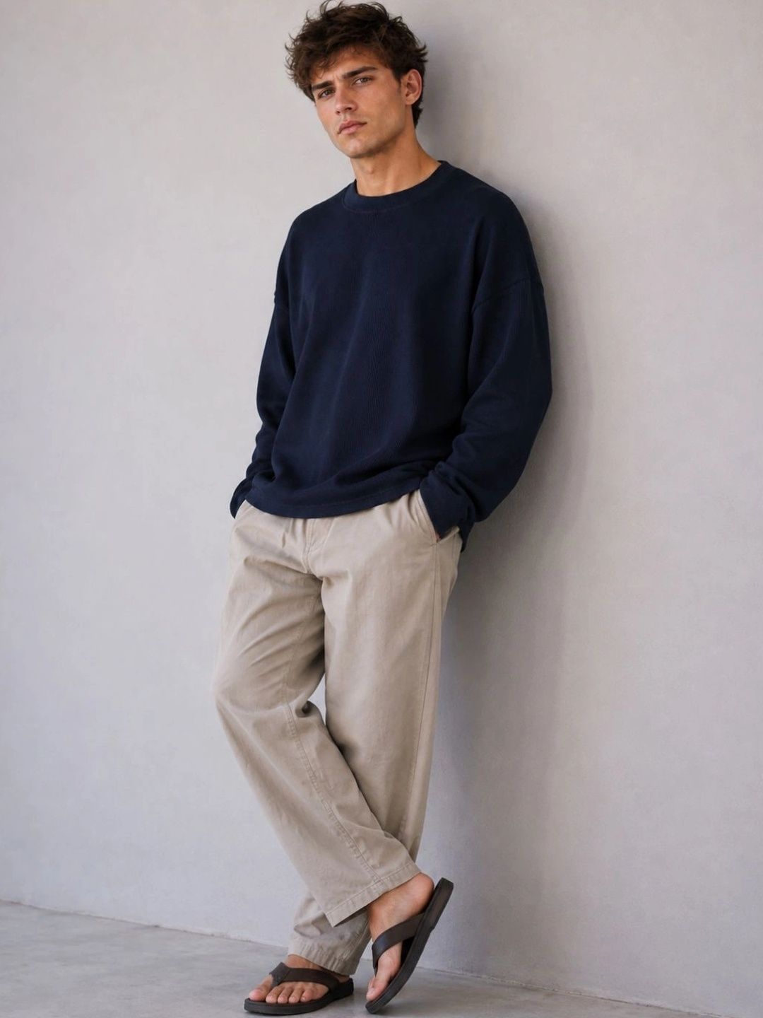 BRAHMOR Men Drop-Shoulder Sleeves Raw Edge Boxy T-shirt