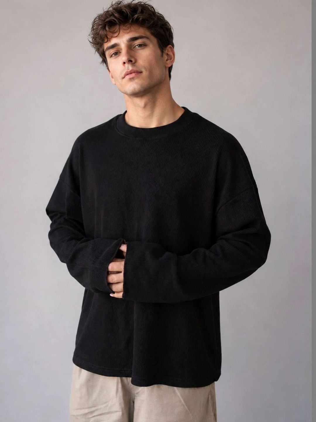 BRAHMOR Men Drop-Shoulder Sleeves Boxy T-shirt