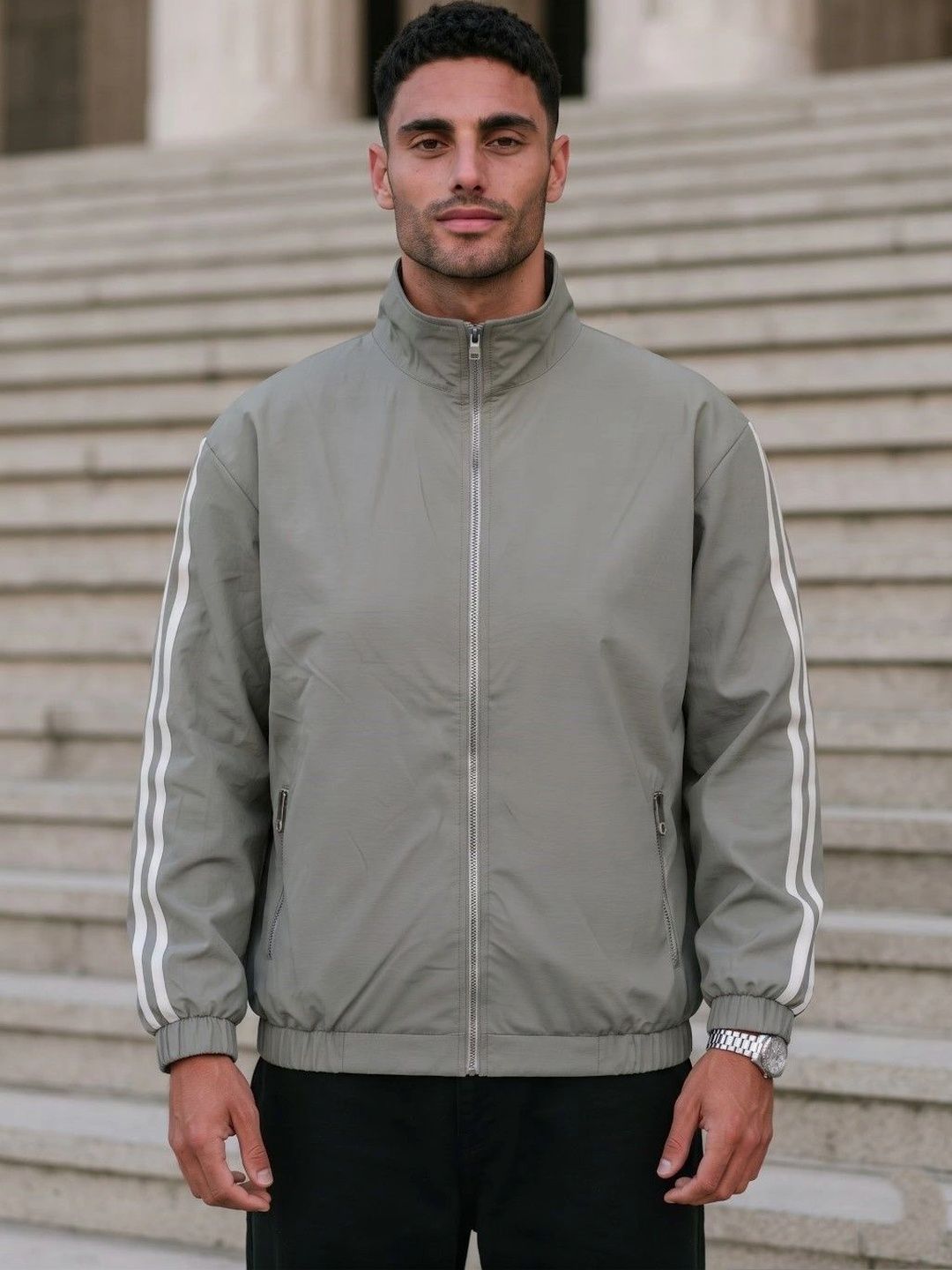 NeMe Couture Men Striped Lightweight Sporty Jacket