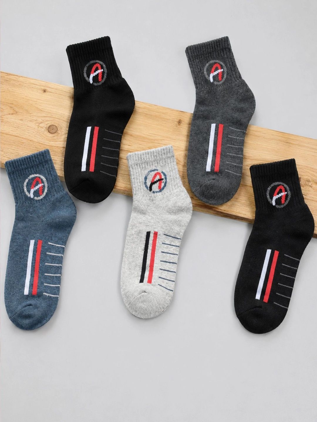 Moda Rapido Men Pack of 5 Cotton Patterned Ankle Length Socks