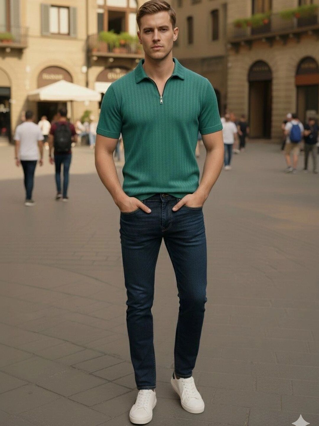 SZN Men Polo Collar Antimicrobial T-shirt