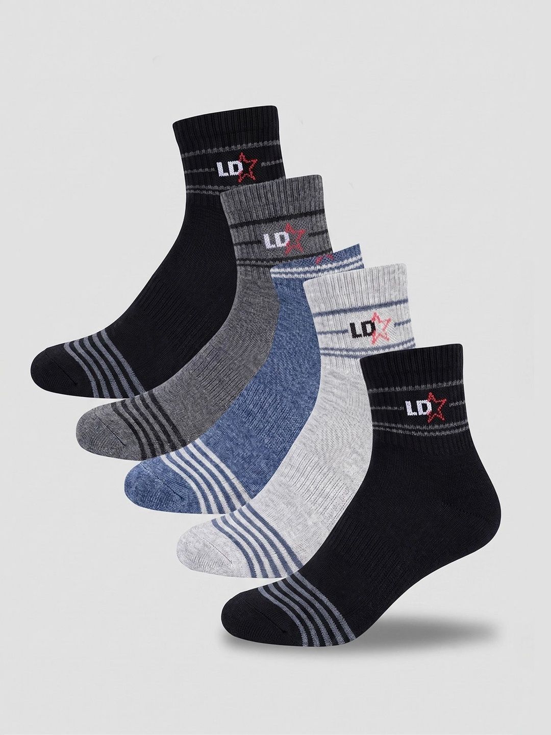 Moda Rapido Men Pack of 5 Cotton Striped Above Ankle Socks