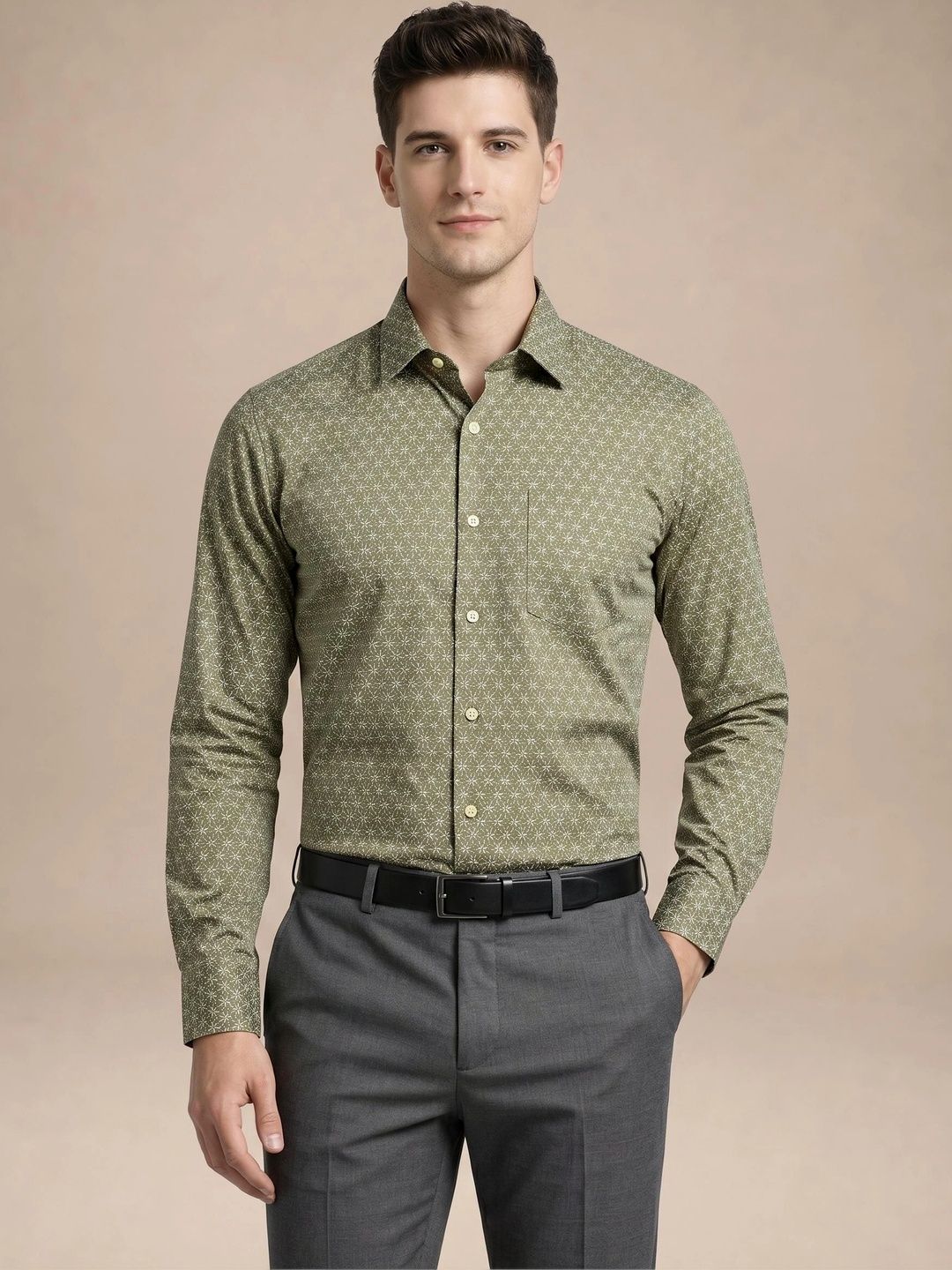 Turtle Men Standard Slim Fit Printed Semiformal Shirt
