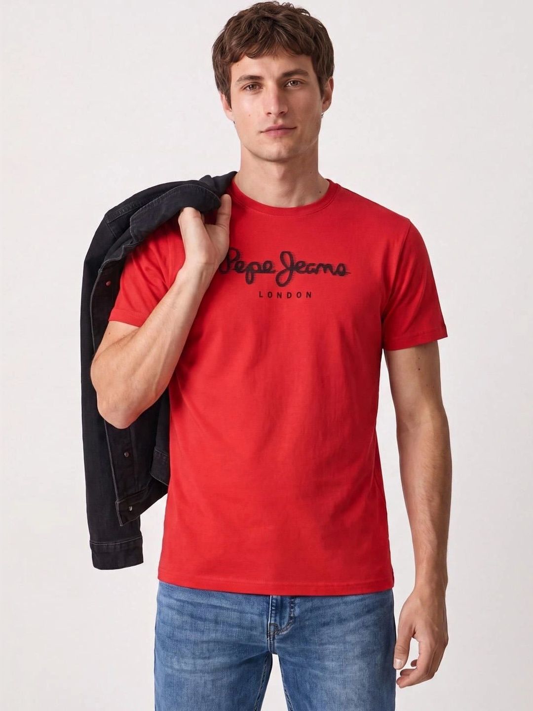 Pepe Jeans Men Brand Logo Printed Pure Cotton Slim Fit T-shirt