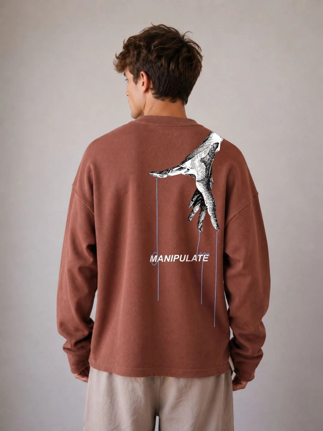 BRAHMOR Men Typography Drop-Shoulder Sleeves Boxy T-shirt