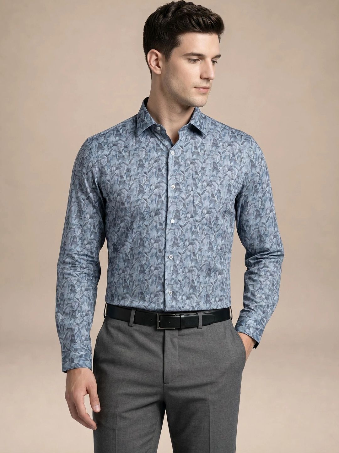 Turtle Men Standard Slim Fit Printed Semiformal Shirt