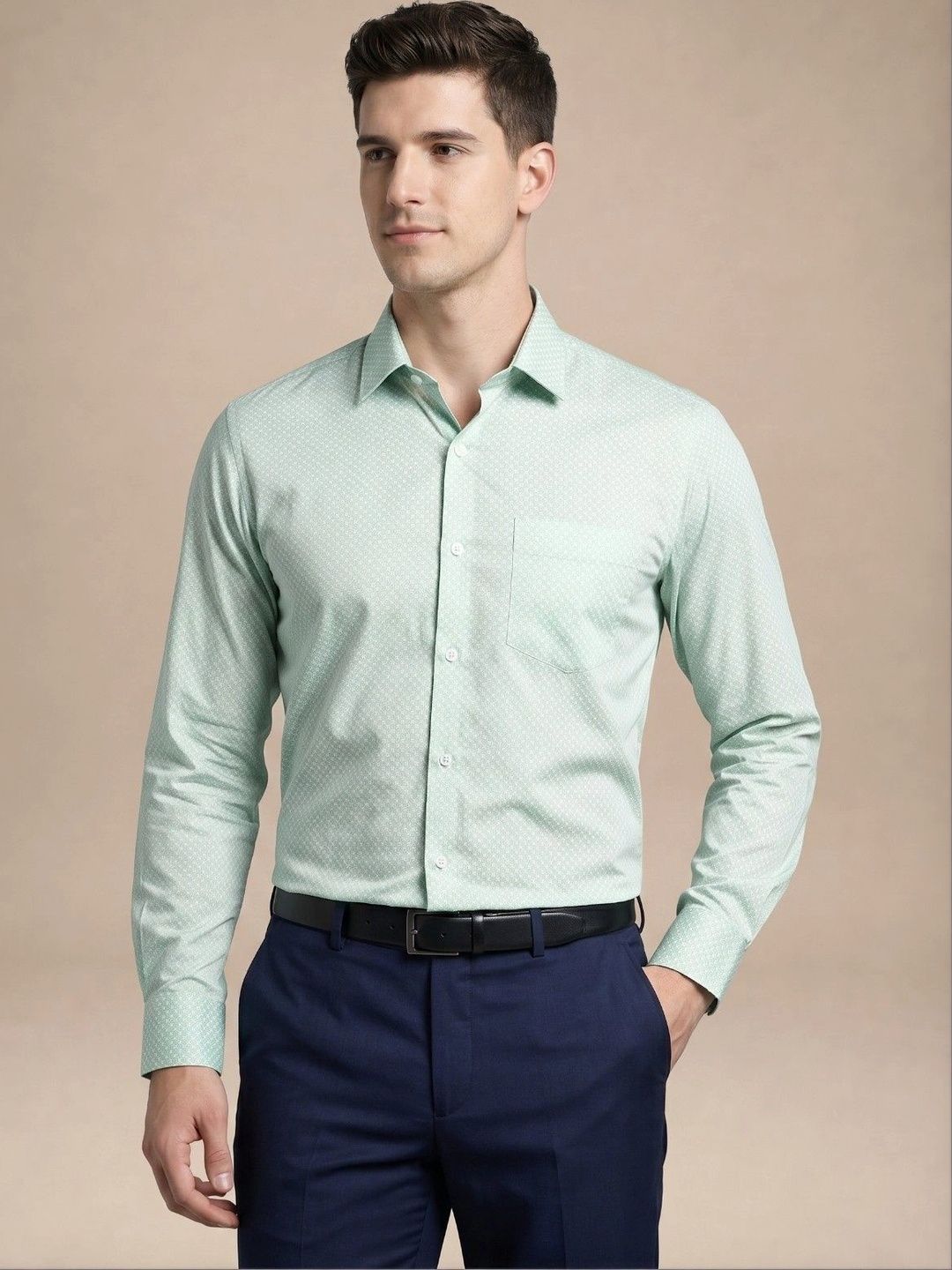 Turtle Men Standard Slim Fit Printed Formal Shirt