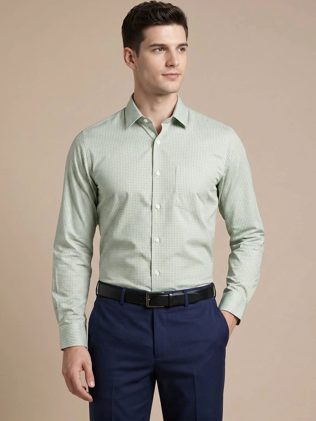 Turtle Men Standard Slim Fit Micro Checks Checked Formal Shirt