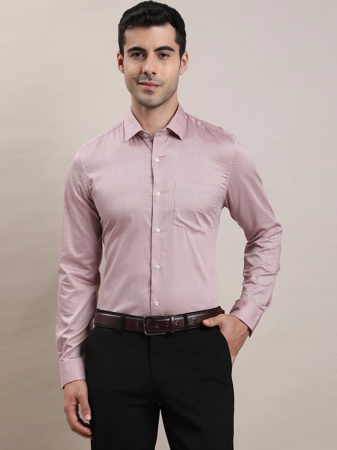 Turtle Men Standard Slim Fit Printed Formal Shirt