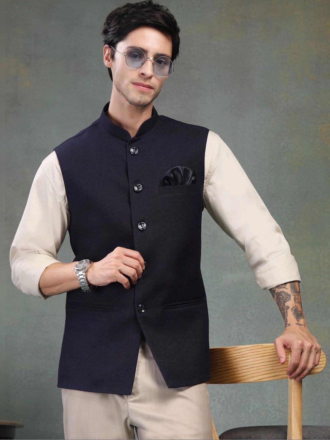 Badoliya & Sons Pure Wool Woven Nehru Jackets