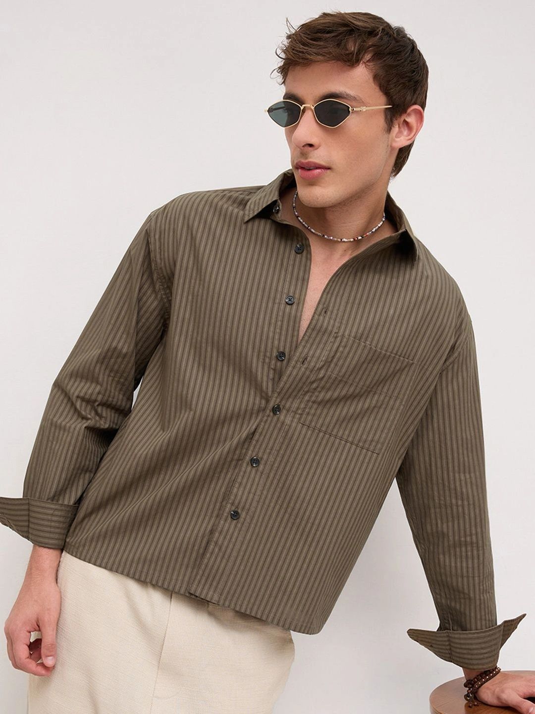 VASTRADO Men Classic Boxy Striped Casual Shirt
