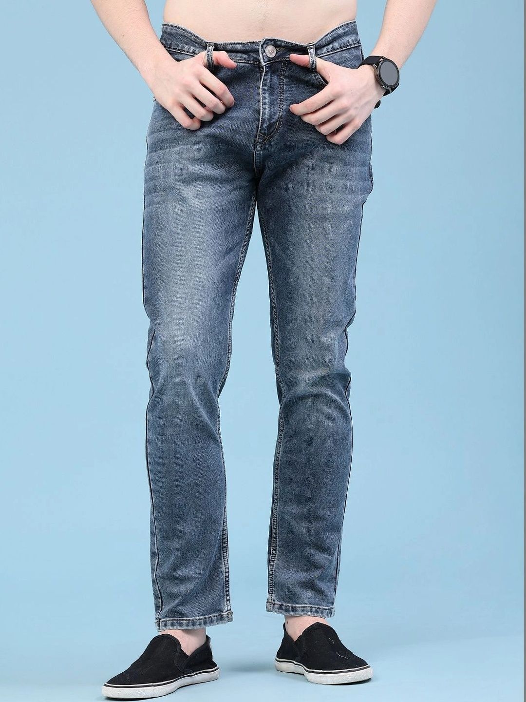 V-Mart Men Regular Fit Mid-Rise Low Distress Jeans