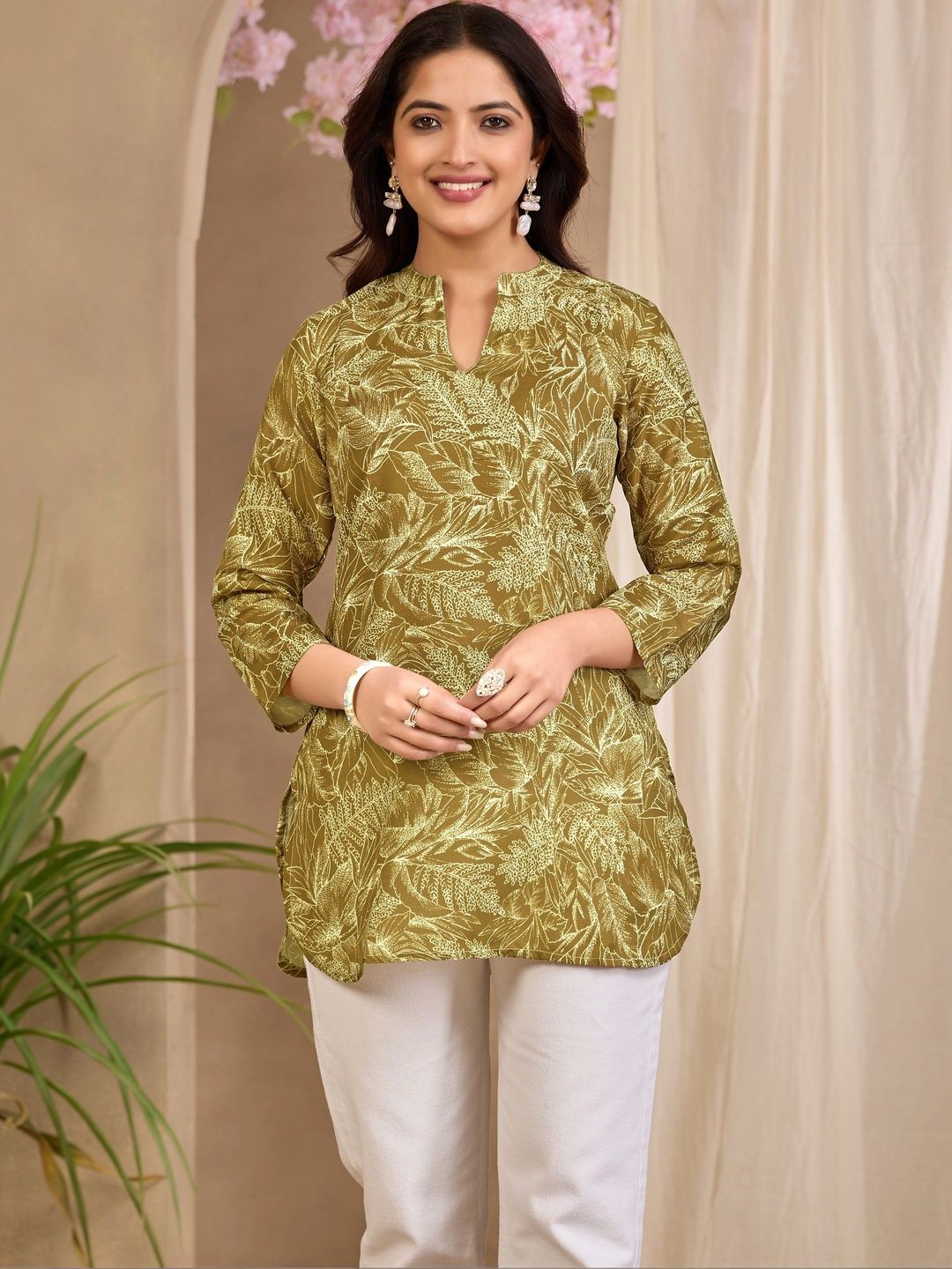 Klotden Viscose Rayon Printed Tropical Tunic