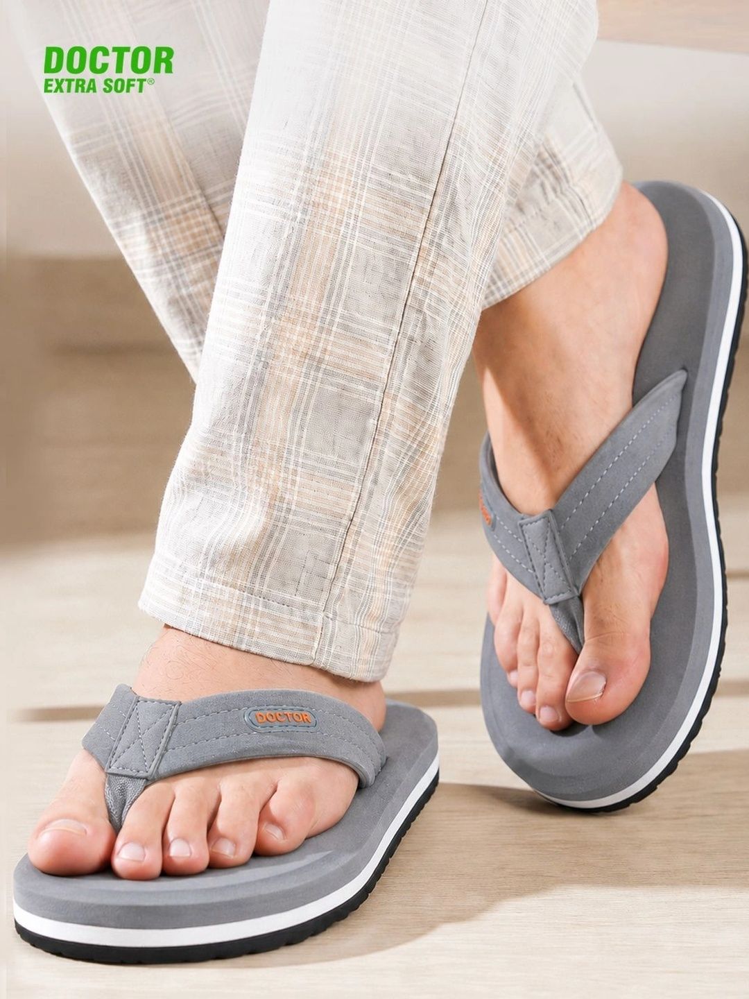 DOCTOR EXTRA SOFT Men Printed Thermo-Resistant Anti-Bacterial Ortho Relax Thong Flip-Flops