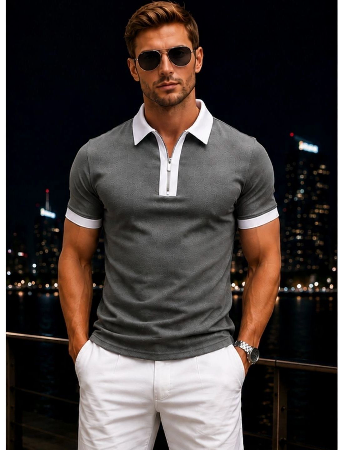 Mast & Harbour Men Polo Collar T-shirt