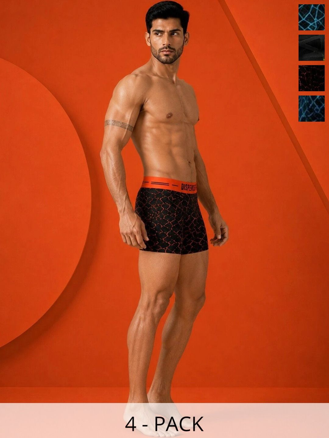 DISPENSER Pack of 4 Cotton Blend Assorted Printed Trunks