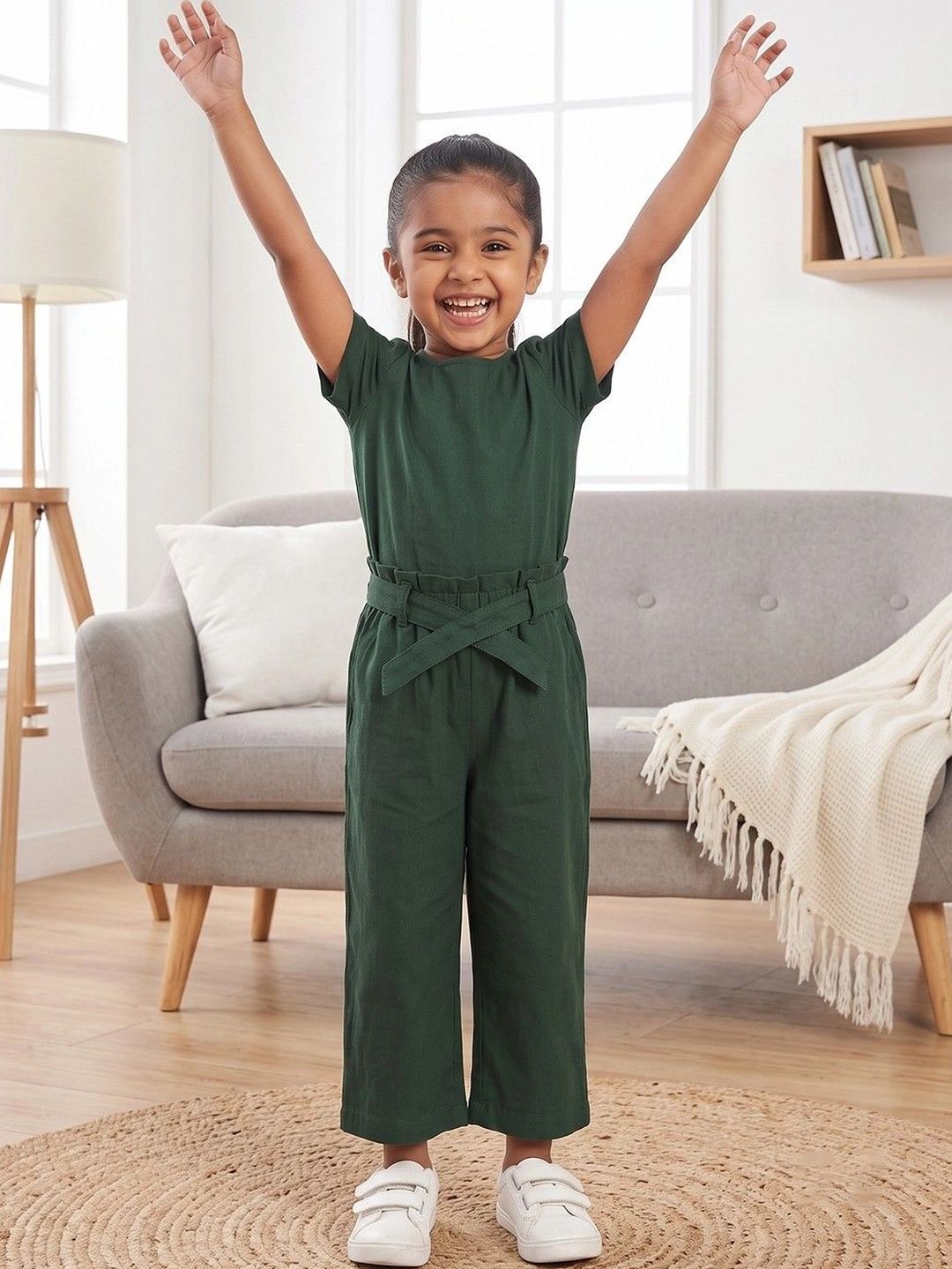 makemyfab Girls Linen Cropped Palazzos