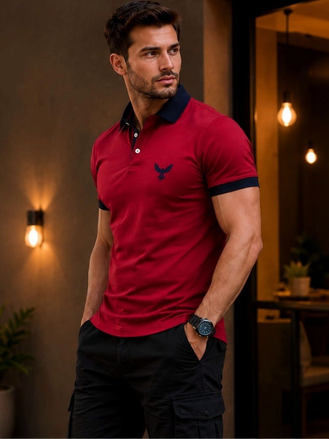 Mast & Harbour Men Brand Logo Polo Collar T-shirt
