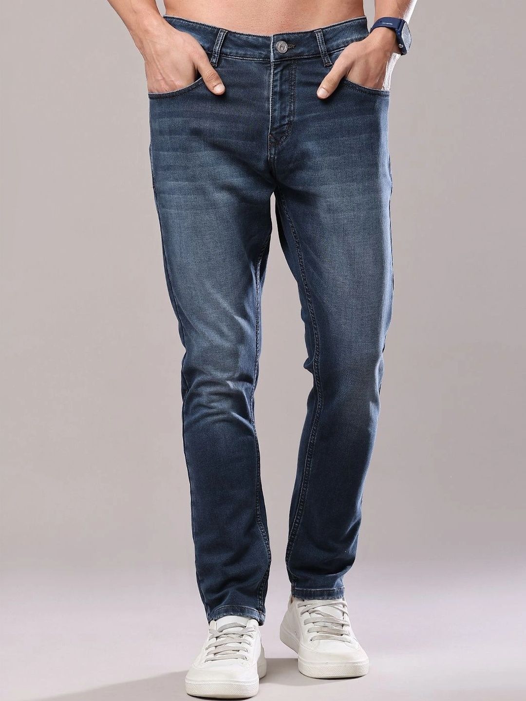 V-Mart Men Regular Fit Mid-Rise Low Distress Jeans
