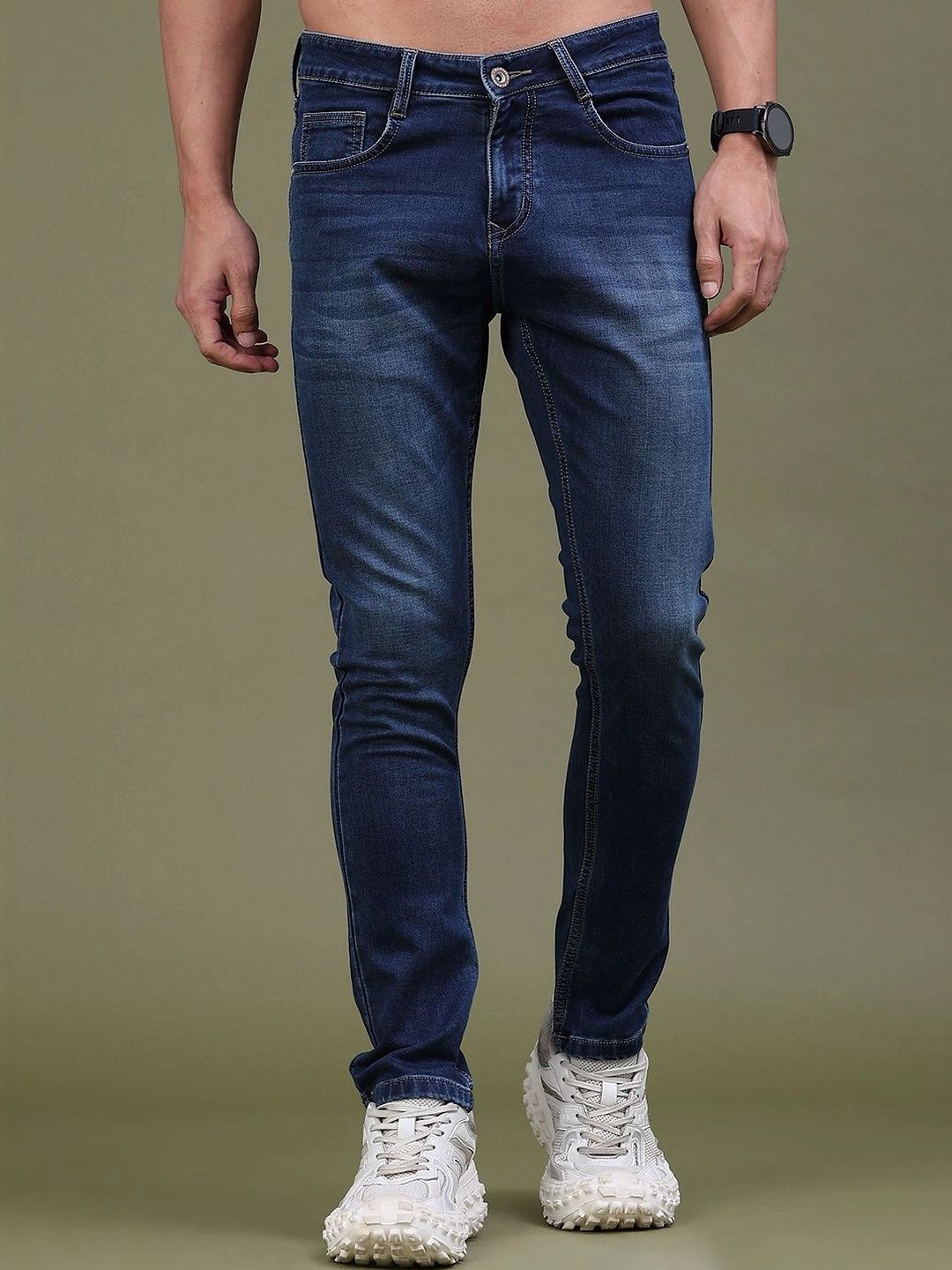 V-Mart Men Regular Fit Mid-Rise Low Distress Jeans