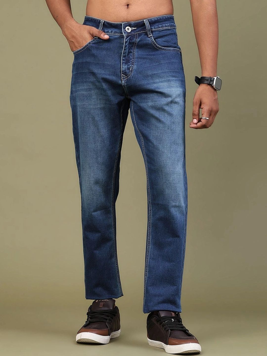 V-Mart Men Regular Fit Mid-Rise Low Distress Jeans