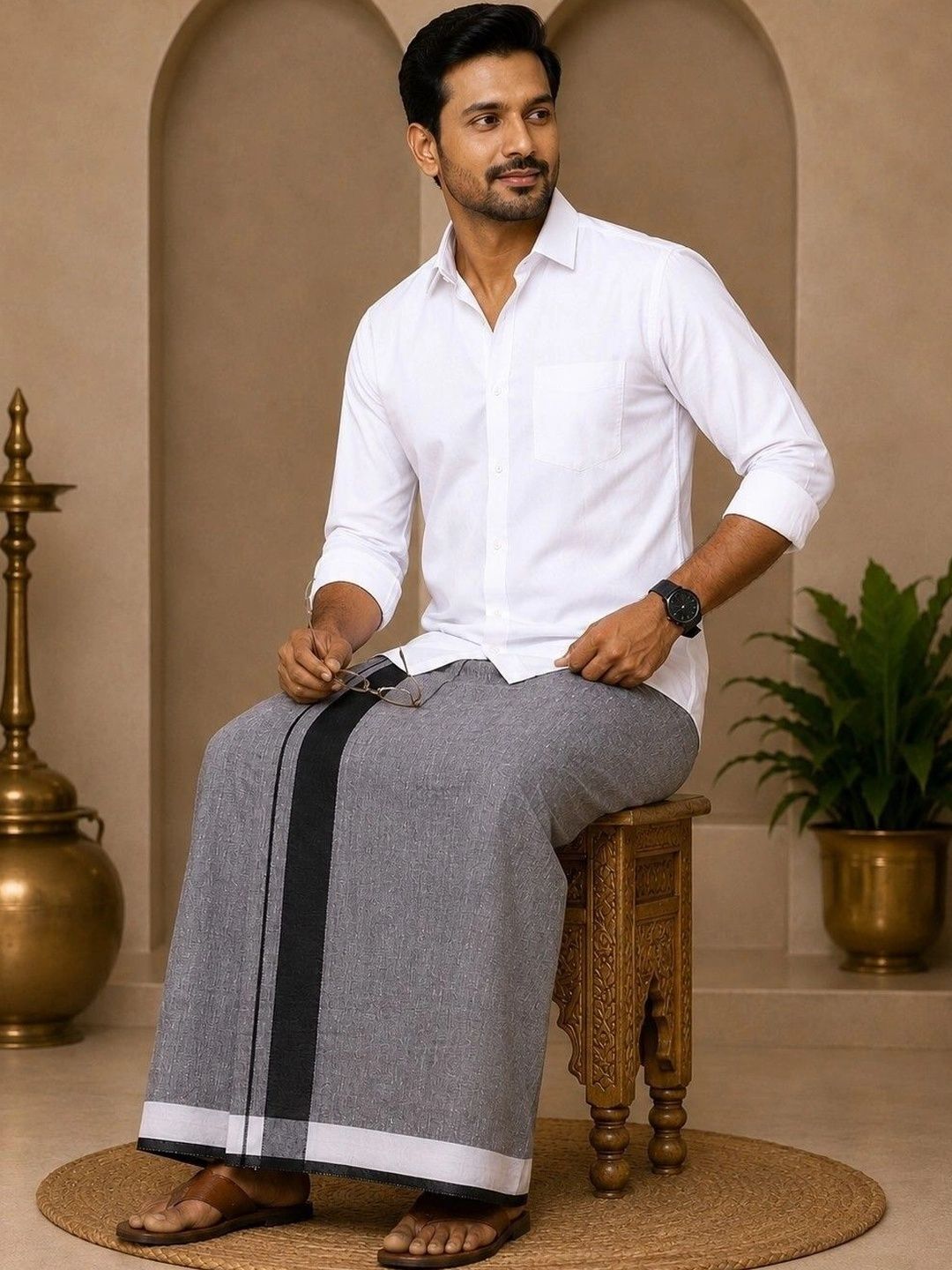 Tharunsha Elite Men Cotton Dhoti Dhotis