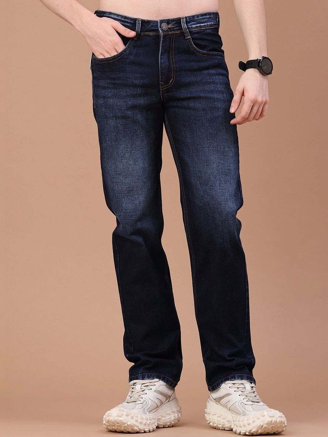 V-Mart Men Regular Fit Mid-Rise Low Distress Jeans