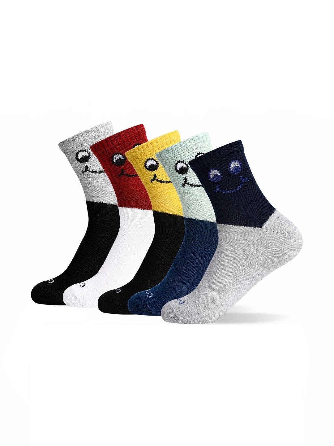 MERCEHIVE Men Pack of 5 Cotton Assorted Colourblocked Above Ankle Socks