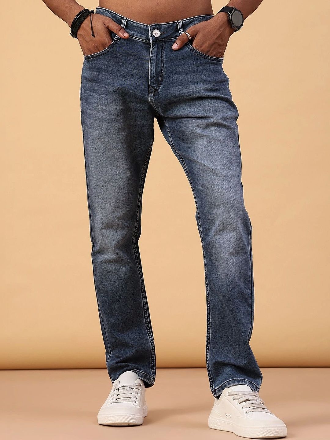 V-Mart Men Regular Fit Mid-Rise Low Distress Jeans