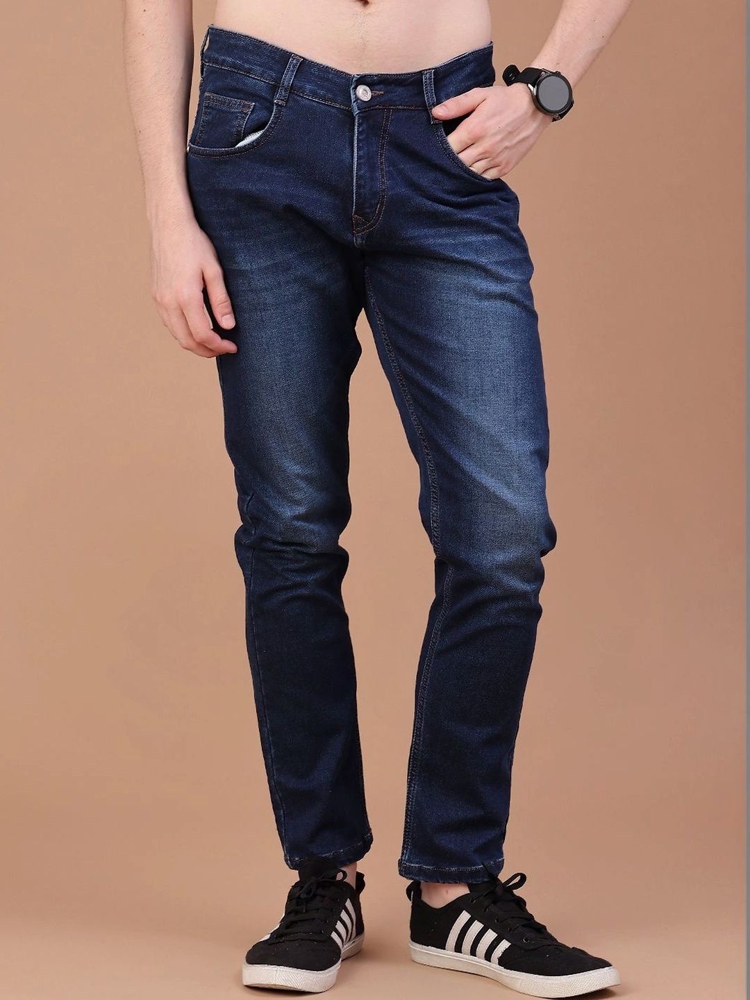 V-Mart Men Regular Fit Mid-Rise Low Distress Jeans