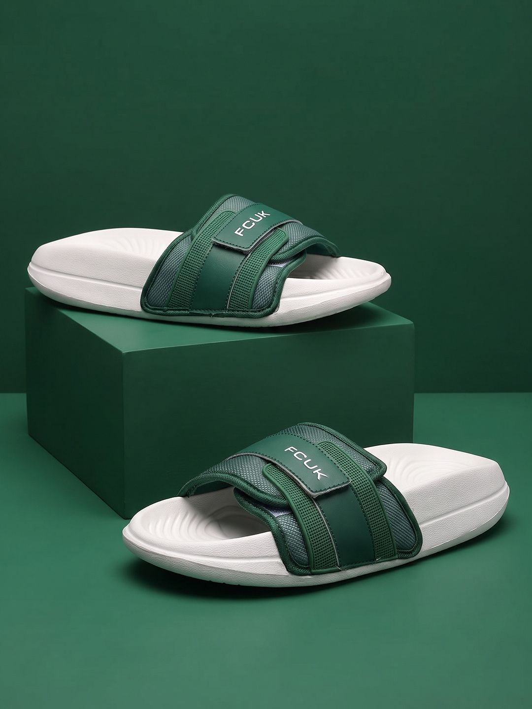 FCUK Men Colourblocked Sliders