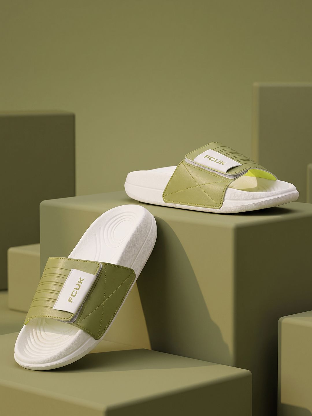 FCUK Men Brand Logo Printed Sliders