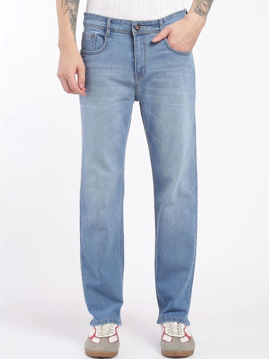 zayla Men Jean Regular Fit Mid-Rise Light Fade Stretchable Jeans