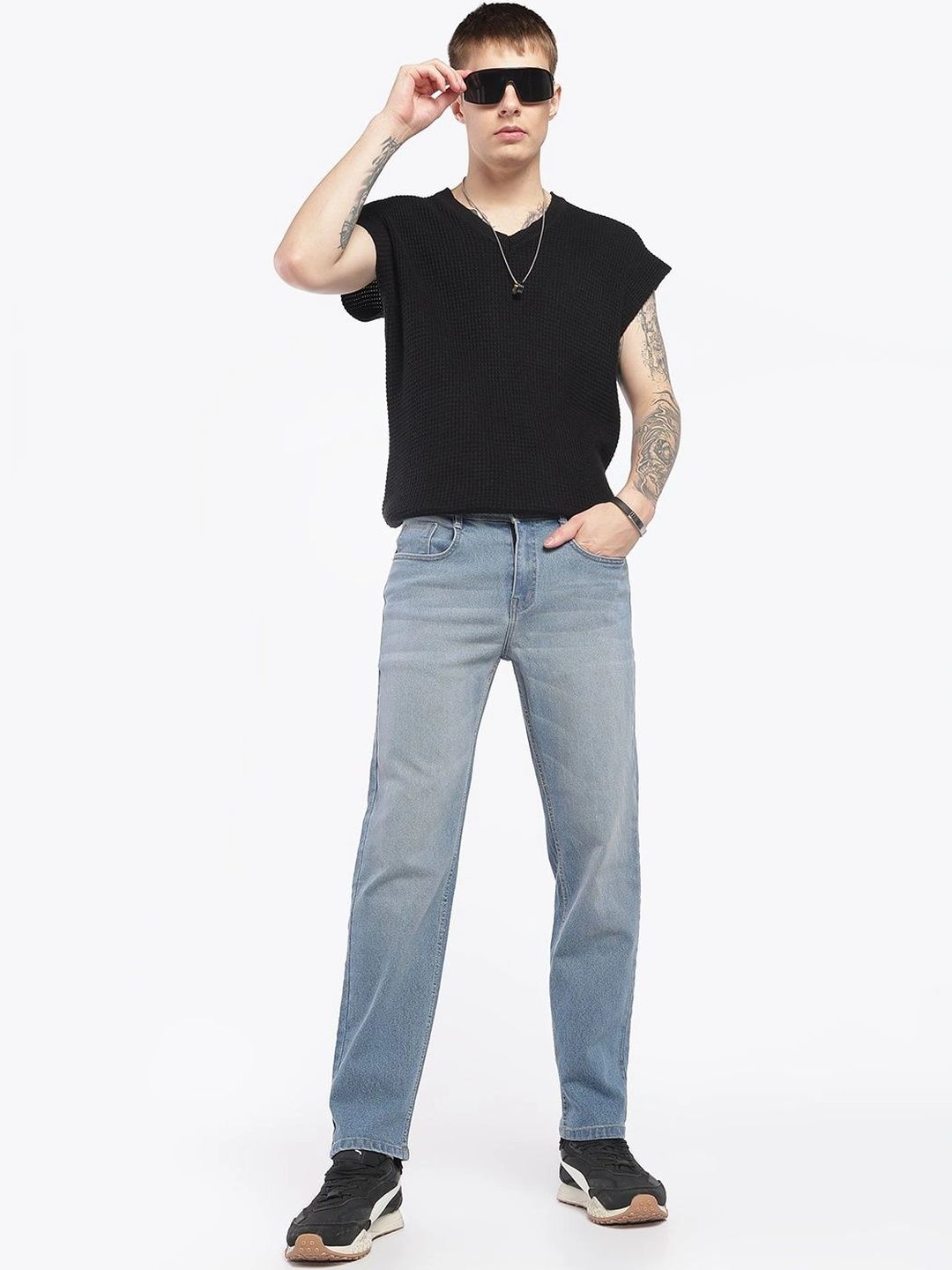 zayla Men Jean Regular Fit Mid-Rise Light Fade Stretchable Jeans