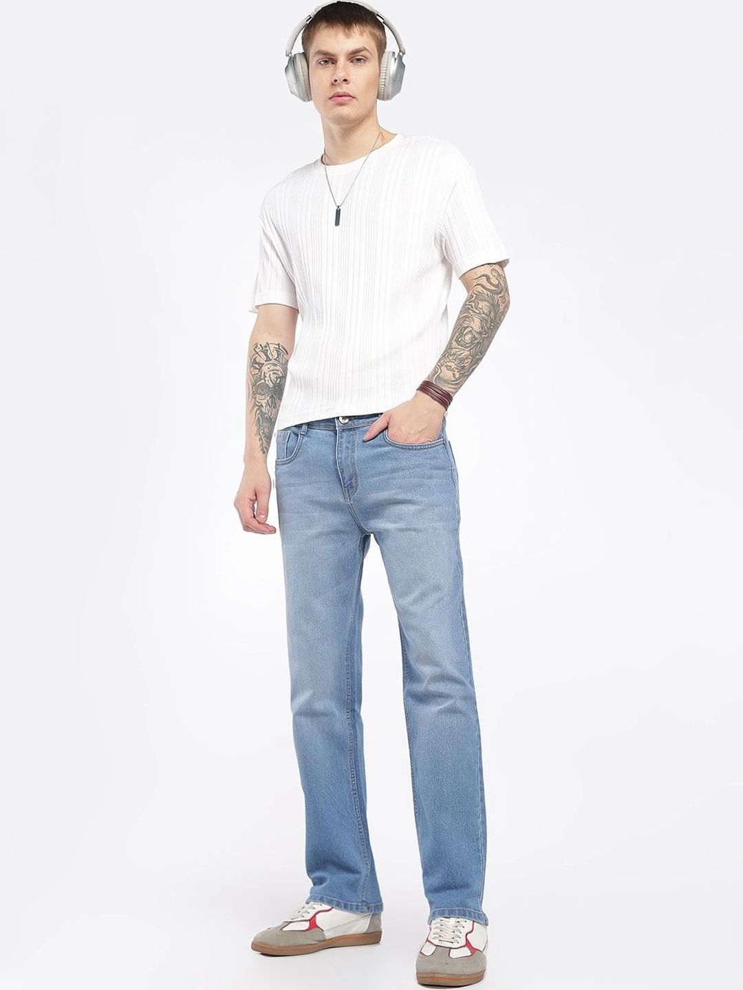 zayla Men Jean Regular Fit Mid-Rise Light Fade Stretchable Jeans